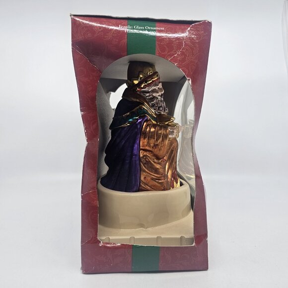 Vintage Brass Key Three Kings Melchior Glass Christmas Tree Ornament 2001 LARGE - Picture 4 of 11